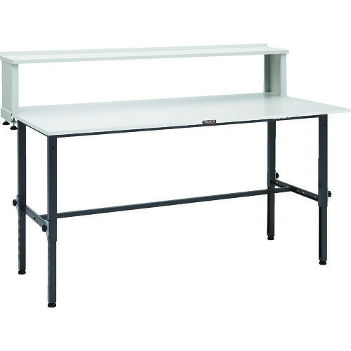 ■TRUSCO 軽荷重作業台高さ調節式(150kg)AEM型 1800X900XH954～1254(全高) 上棚付 ダークグレー色 RAEM1809YURBDG(8688755)[法人限定][直送元]｜ファーストFACTORY