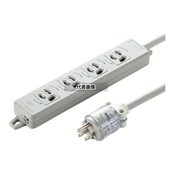 サンワサプライ TAP-HPM4-3W 医用接地プラグ付き電源タップ
