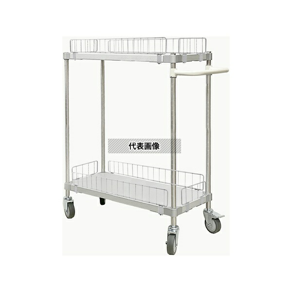 アズワン ASTGGS2-35909WH-GR 柵ガード付ガルバリウムワゴン W910×D350×H900mm 2段 WH