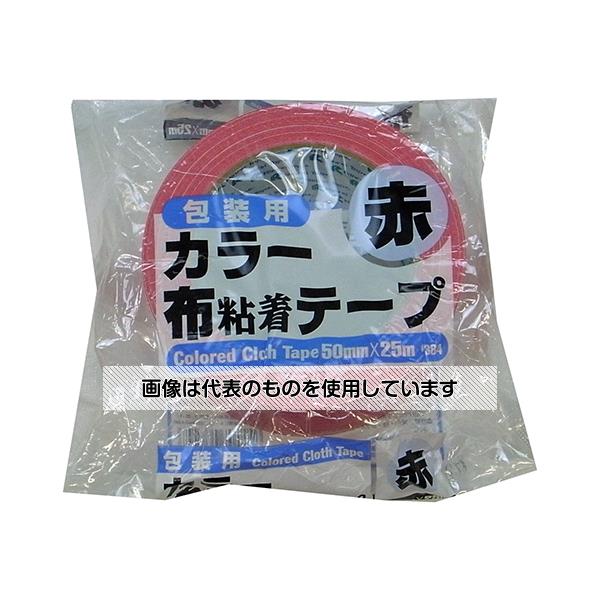リンレイ カラー布粘着テープNO.384 50mm×25m 赤 30巻入 RT384-RED5025 入数：1箱(30巻入)