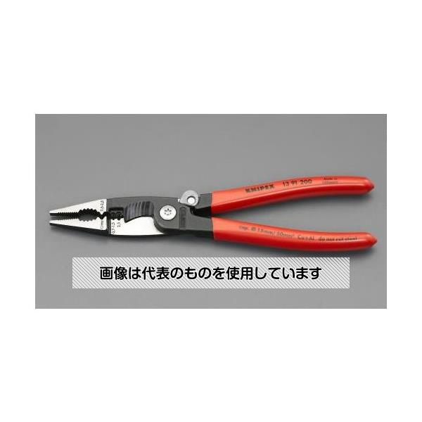 KNIPEX 200mm 電工多機能ペンチ(ばね付) EA537PE-22 入数：1本