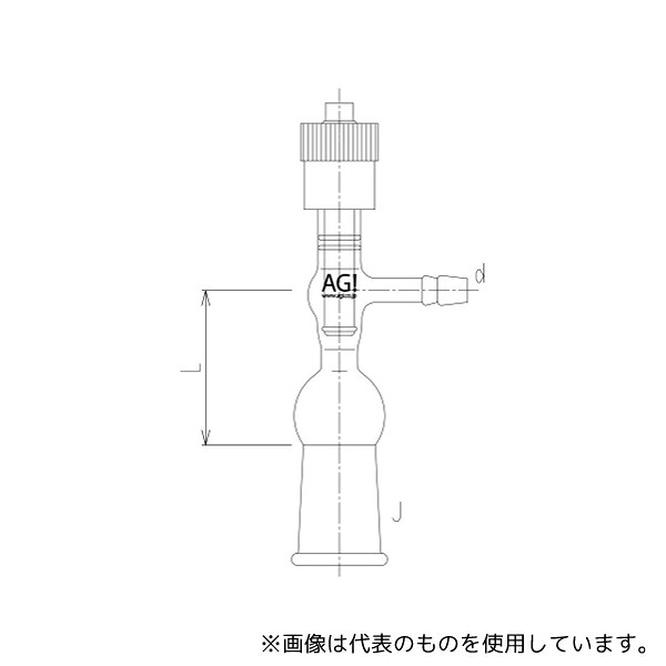 旭製作所 2492-2L 高真空グリースレスバルブ付排気管 メス 芯棒材質:PTFE