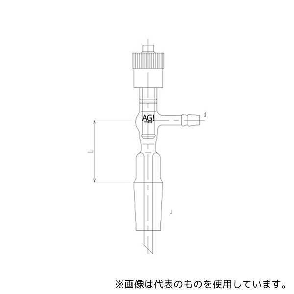 旭製作所 2494-4L 高真空グリースレスバルブ付滴下管 芯棒材質:PTFE
