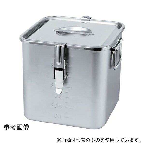 スギコ産業 SH-4222D-PF(手付) 18-8目盛付パッキン・フック付 角キッチンポット(フタ付)11.0L
