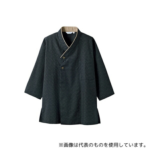 住商モンブラン 2-391 M 和風シャツ男女兼用七分袖黒/ベージュ