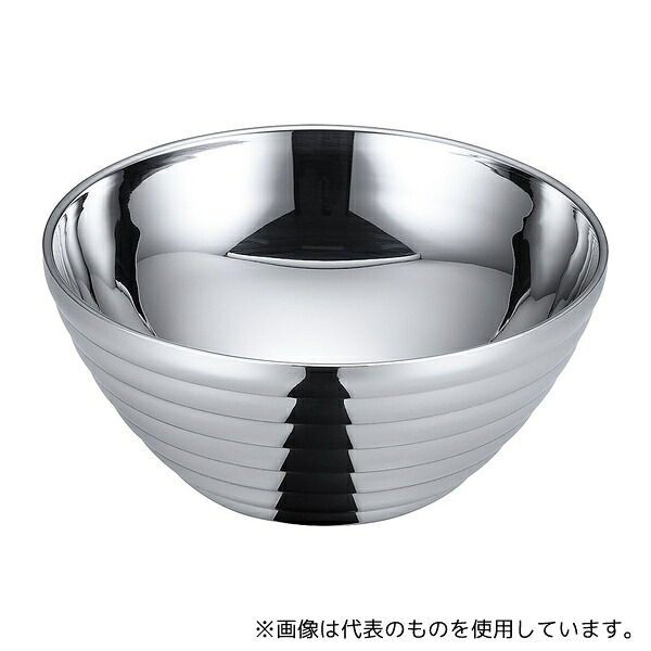 三宝産業(YUKIWA) 18-8 サラダボール/ライン(ダブル) 二重中空構造 20cm