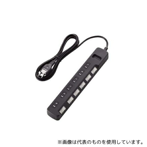 エレコム T-K6A-2625BK 雷ガードタップ 個別スイッチ ホコリシャッター付 6個口 2.5m ブラック