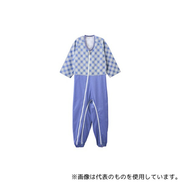 ケアファッション 38728 介護用フルオープンつなぎパジャマ ブルー L