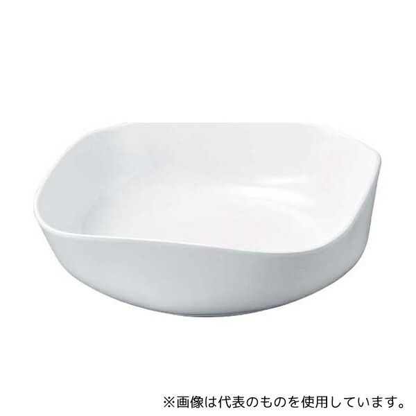 若泉漆器 261270 ニューホワイト 渕丸角盛鉢 29cm