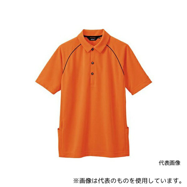 アイトス 7663-163-L バックサイドポケット付半袖ポロシャツ(男女兼用) オレンジ L