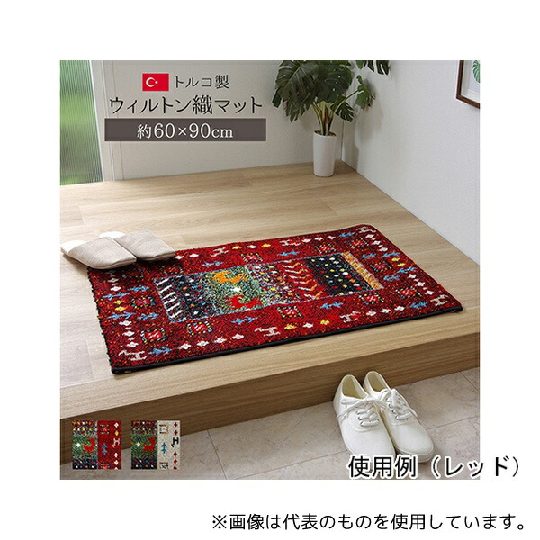 アズワン 1.31E+12 玄関マット トルコ製 ウィルトン織り 約60×90cm 抗菌防臭 消臭機能 へたりにくい アイボリー