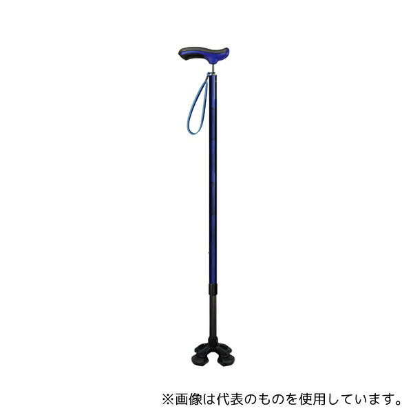シナノ やわらGELグリップ4点杖 ネイビー