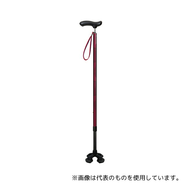 シナノ やわらGELグリップ4点杖 ボルドー