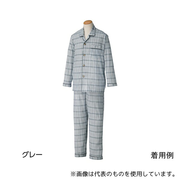 ケアファッション 89806 紳士大きめボタンパジャマ グレー LL