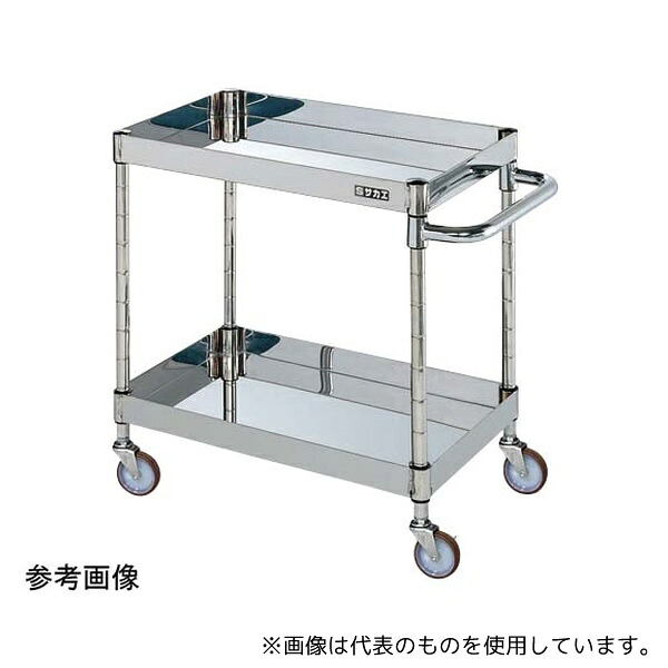 サカエ CSP3-6062SNU ステンレスCSパールワゴン(SUS304 ナイロンウレタン車 H600 2段)W600&times;D400&times;H600mm 質量 8kg｜ファーストFACTORY