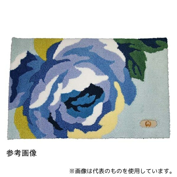 スミノエ 14344831 ミラショーン 玄関マット MSオールドローズ 60×90cm ブルー | ミラショーン 玄関マット オールドローズ マット ブルー アクリル 室内マット 滑り止め 防ダニ加工 抗菌 おしゃれ エレガント モダン 伝統 デザイン 高級感 格式 洗えるマット 玄関用