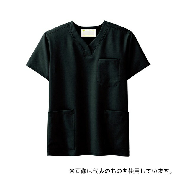 ミドリ安全 VEM1009-UE-LL 作業服 メディカルウェア ベルデクセルフレックス 男女兼用スクラブ VEM1009上 ブラック LLサイズ