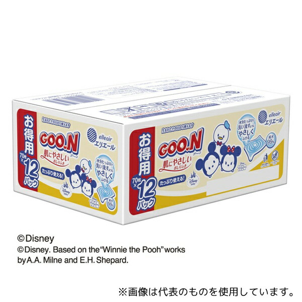 エリエール(大王製紙) グ～ン 肌にやさしいおしりふき 白段 1ケース(70枚×12個入)