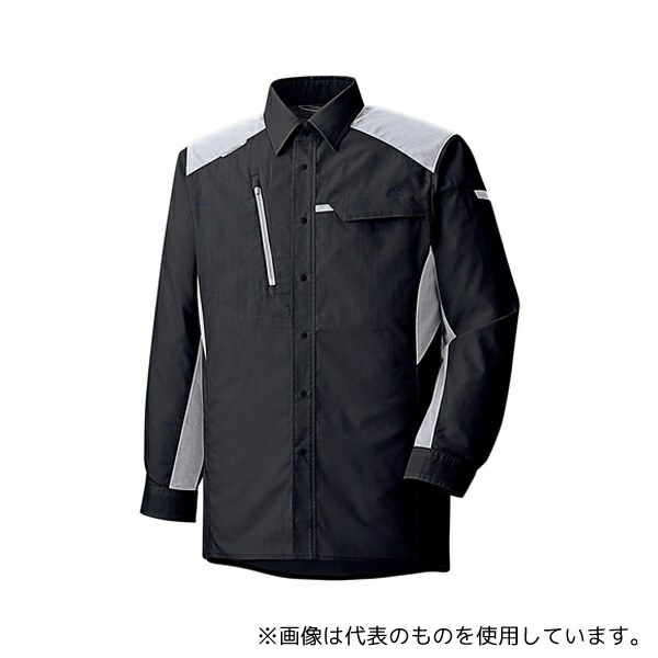 ミドリ安全 VES2779-UE-L 通年作業服 帯電防止JIS適合 ベルデクセル 長袖シャツ VES2779上 チャコール Lサイズ