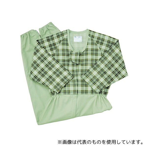 エンゼル(介護用品) 5738-TA 介護寝巻き コンビネーション(フルオープン型) タータングリーン L