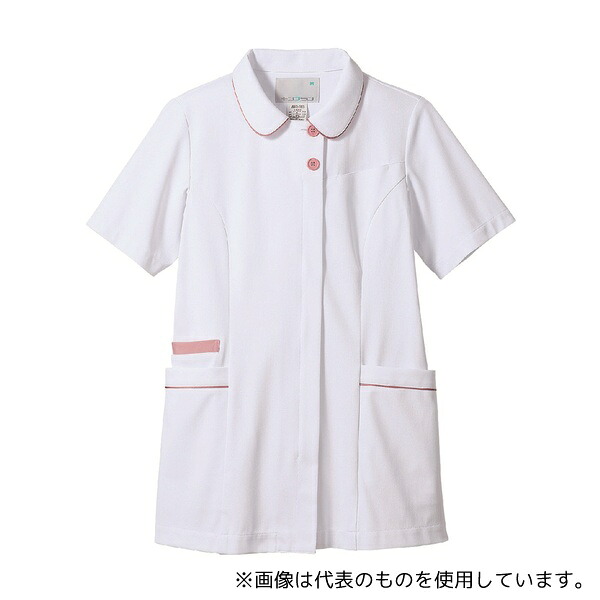 住商モンブラン MN500-0113 ナースジャケット 半袖(白/Mピンク)L