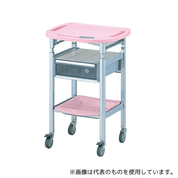 アズワン パソコン処置カート 昇降式(引出し付き) ピンク AO-SH-P PCカート 台車 耐薬品性 病院内の移動|ファーストFACTORY