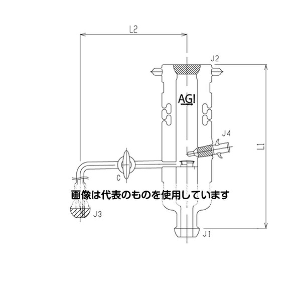 旭製作所 液サンプリングアダプター A ガラスコック メッキ付 70/50 250mm 3584-KE-L-P 入数：1個