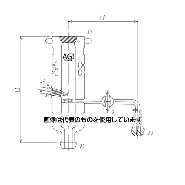 旭製作所 液サンプリングアダプター B ガラスコック メッキ付 70/50 250mm 3584-KE-R-P 入数：1個
