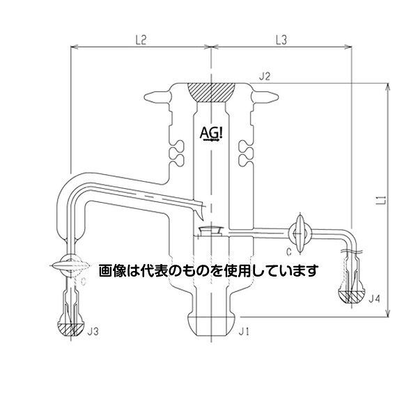 旭製作所 気液サンプリングアダプター ガラスコック メッキ付 35/25 150mm 3586-HE-P 入数：1個