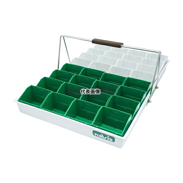 ナビス(アズワン) N-32R(32人用) 散薬用トレー 32人用 緑・白(Nケースタイプ)