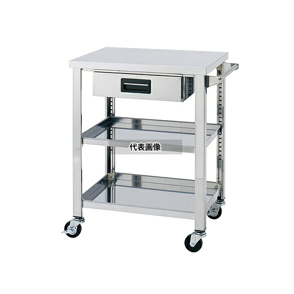 アズワン(AS ONE) ステンレス製ワゴン 600×450×800mm 3段 引出し付 WGO3-600K 1台