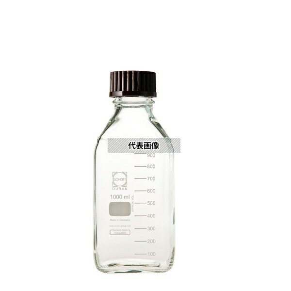 DWK Life Sciences 017230-10001A ねじ口瓶角型 デュラン(R) 赤キャップ付 1000mL