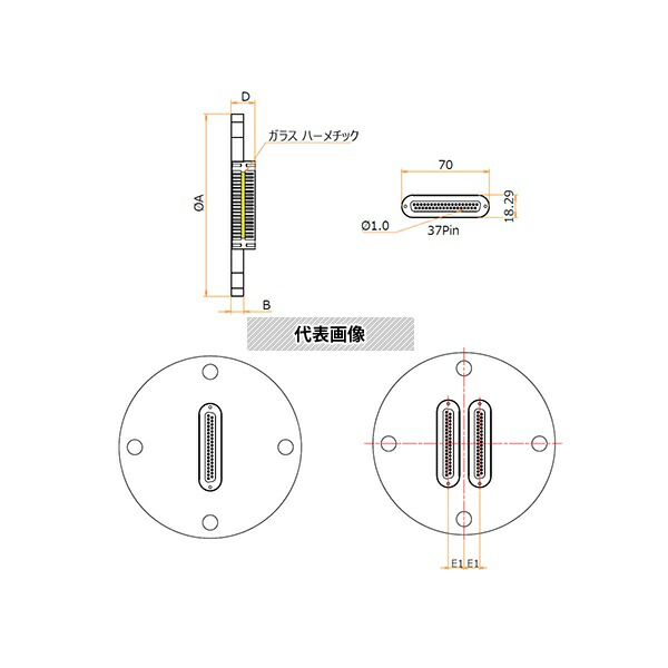 コスモ・テック(真空) F80MD372 多ピン D-Sub 37 PIN + 37PIN VF80 フランジ