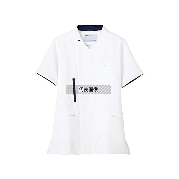 ミドリ安全 VEM7010-UE-SS 作業服 メディカルウェア ベルデクセル スクラブ上 ホワイト×ダークネイビー SSサイズ