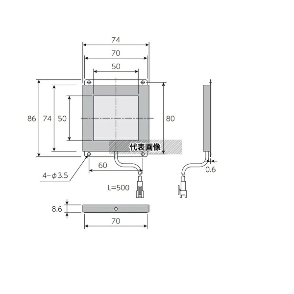 日進電子工業 BTE-5050 面発光照明/パネル照明 エッジライト式透過型 透過光 青色 50×50mm