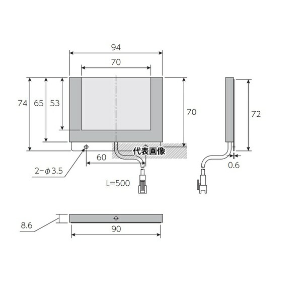 日進電子工業 BTE-5370 面発光照明/パネル照明 エッジライト式透過型 透過光 青色 53×70mm