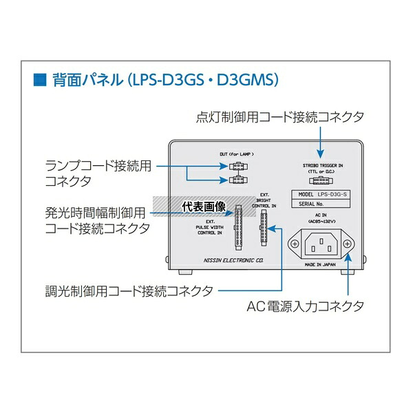 日進電子工業 LPS-D3GMS LED照明用電源 スポット照明シリーズ専用 ストロボ点灯用電源 オーバードライブ型 外部デジタル信号調光型 10μs～9.9ms間 1チャンネル