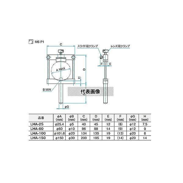 シグマ光機 LHA-100 スライド式レンズホルダー 適応素子サイズφ20～φ101.6mm 適応素子厚さ1～7mm