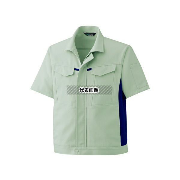 ミドリ安全 GS696-UE-3L 春夏作業服 帯電防止JIS適合 男女共用半袖ジャンパー ライトグリーン 3L
