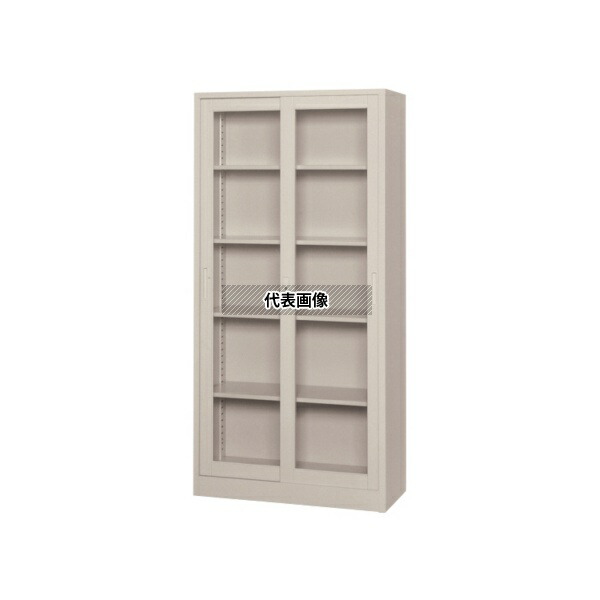 東洋事務器工業 0113-6570 書庫 D400mm ニューグレー ガラス引違い H1790mm W880 36SG-TNG [法人限定]