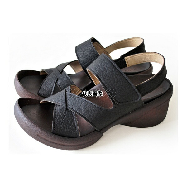 リゲッタ R2682-BLK-L リゲッタ クロスベルトウェッジサンダル ブラック L(24.0~24.5)