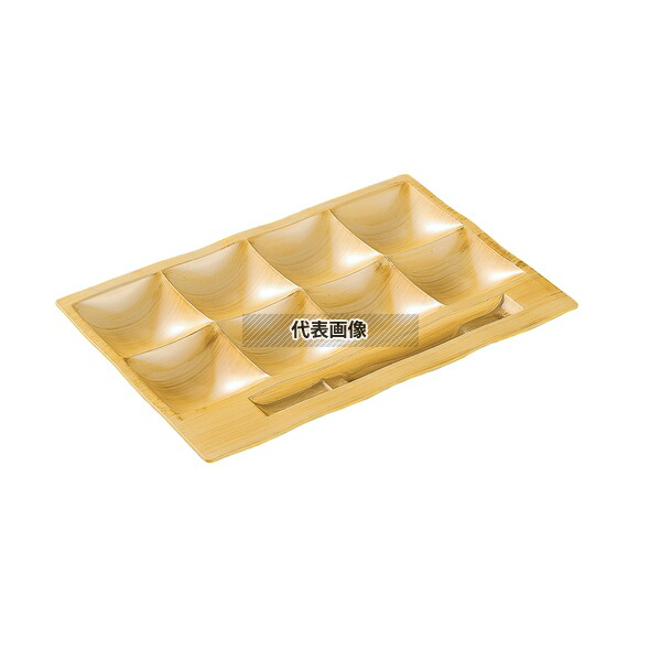 若泉漆器 和テイスト ビュッフェプレート 白木 (刷毛目) 358×241×H34mm 和/洋/中 食器 No.0261010