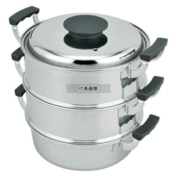 神子島製作所 モモ 18-0 プレス 丸蒸器 3段 29cm 1段：約1.2升 蒸器 No.0476000