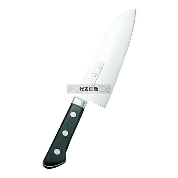 正広作 ツバ付 モリブデン鋼 三徳型牛刀 17.5cm 牛刀 包丁 No.0588200