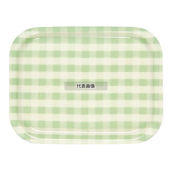 【5個セット】橋本達之助工芸 Rトレー ミルキーチェック (M) グリーン (ノンスリップ加工) 360×270×H20mm No.1109330