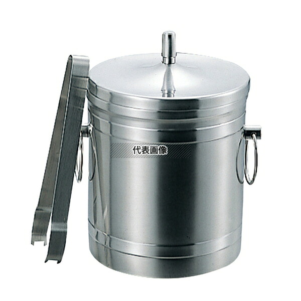 本間製作所 K 18-8(ステンレス) アイスバケット (トング付) 1L 1L φ125×H150 ワイン/バー用品 No.1876000