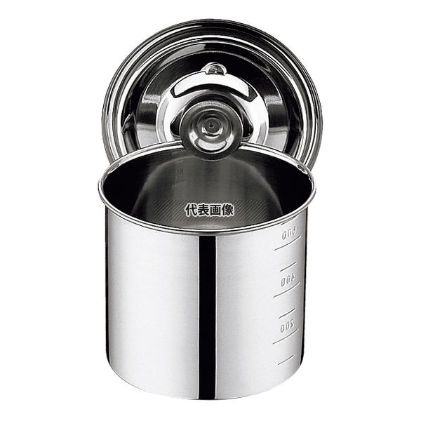 YUKIWA(三宝) UK 18-8(ステンレス) キッチンポット 目盛付 18cm 手無 4.5L φ185 ガス専用 No.4654100