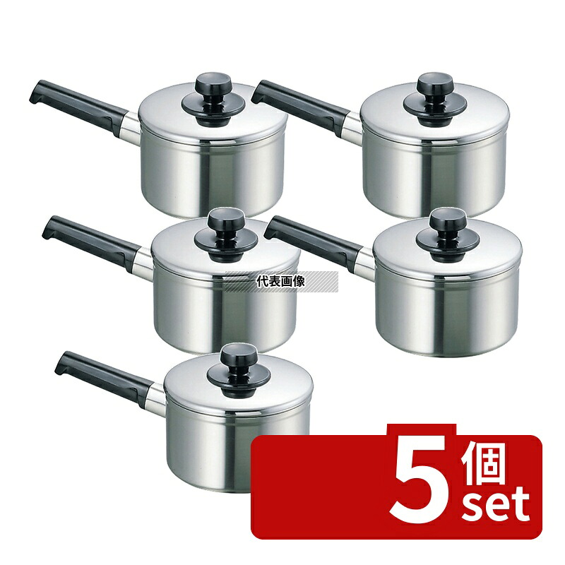 【5個セット】コルチナ 超厚底 ソースパン 18cm 片手 YUS180 2.7L φ183 鍋全般 No.0169000｜ファーストFACTORY