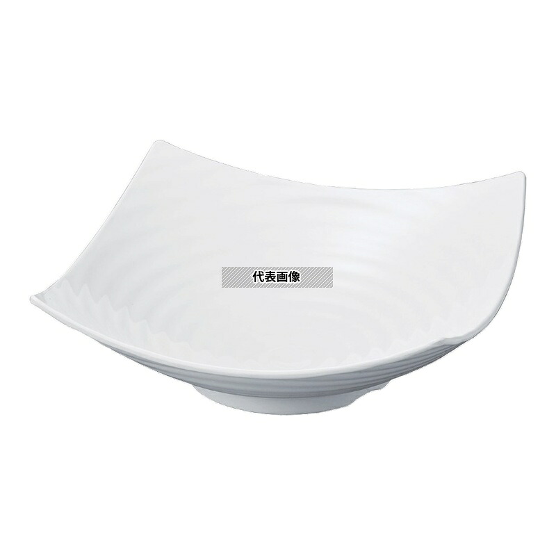 若泉漆器 ニューホワイト ロクロ目四方上リ盛鉢 40cm 400&times;400&times;H137mm 和/洋/中 食器 No.0261490｜ファーストFACTORY