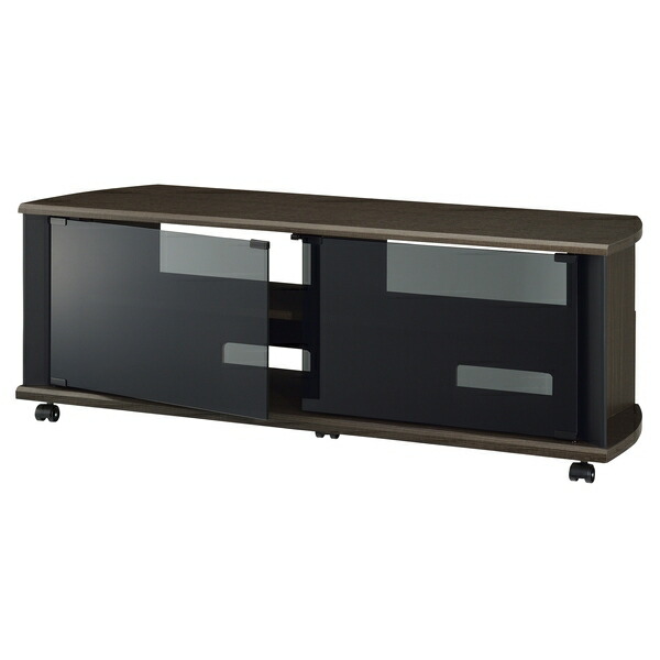 ハヤミ工産(TIMEZ) テレビ台 TV-MS120H 43～52V型対応 1200mm幅 ダークブラウン木目 グレー強化ガラス キャスター付 [時間指定不可]｜ファーストFACTORY